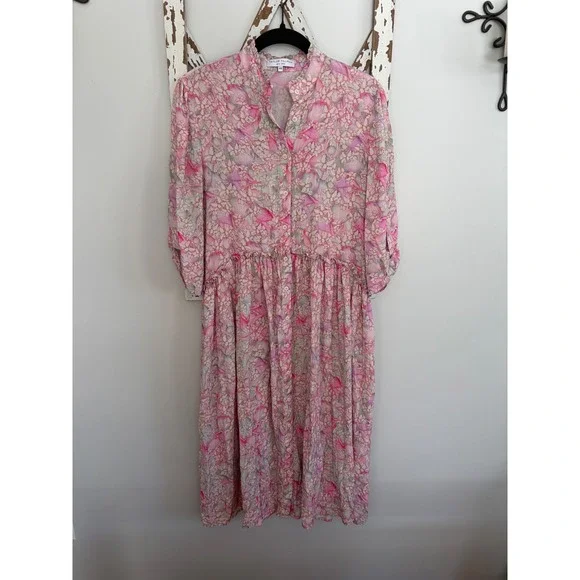 Taylor Tillman Liza Midi Ruffle Shirt Dress in Lavender Earth Size XS Oversized - Picture 2 of 9